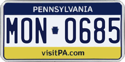 PA license plate MON0685