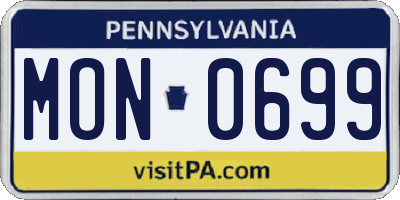 PA license plate MON0699