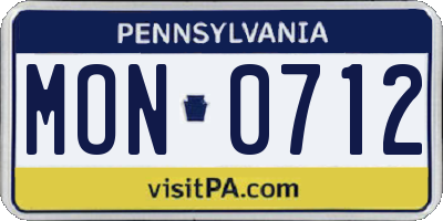 PA license plate MON0712