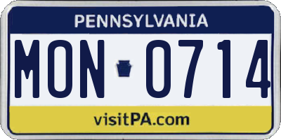 PA license plate MON0714