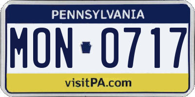 PA license plate MON0717