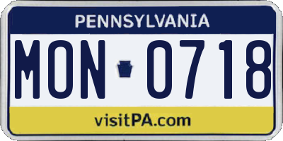 PA license plate MON0718