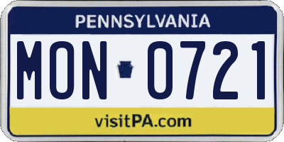 PA license plate MON0721