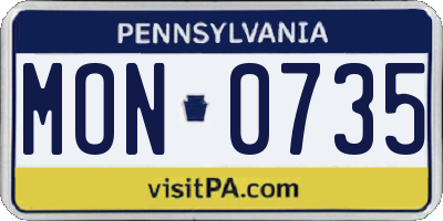 PA license plate MON0735