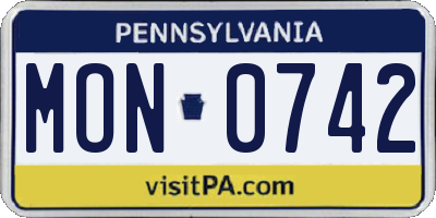 PA license plate MON0742
