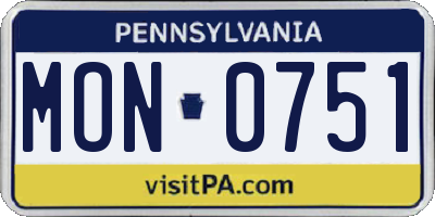 PA license plate MON0751
