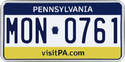 PA license plate MON0761
