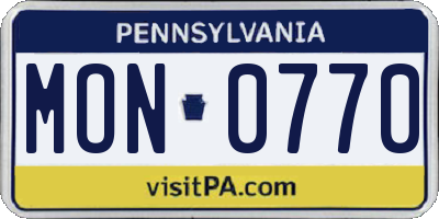PA license plate MON0770