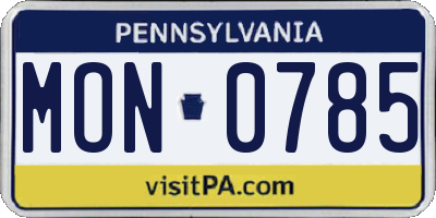 PA license plate MON0785
