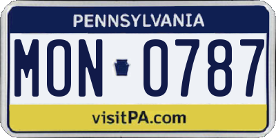 PA license plate MON0787