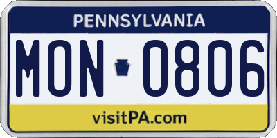 PA license plate MON0806