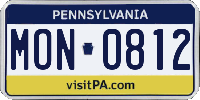 PA license plate MON0812