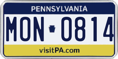 PA license plate MON0814