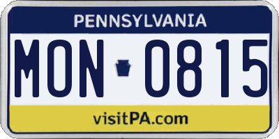 PA license plate MON0815