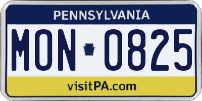 PA license plate MON0825