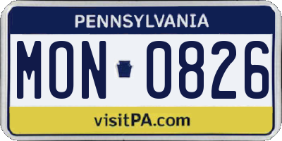 PA license plate MON0826