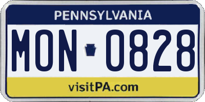 PA license plate MON0828