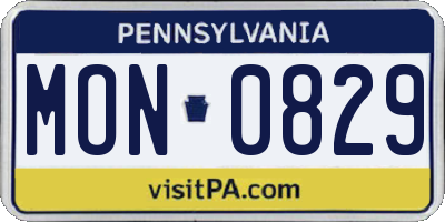 PA license plate MON0829