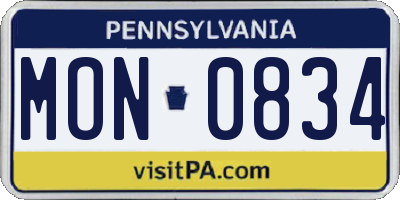 PA license plate MON0834