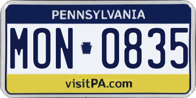 PA license plate MON0835