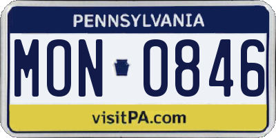 PA license plate MON0846
