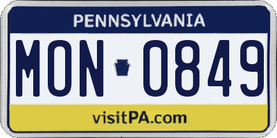 PA license plate MON0849