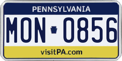 PA license plate MON0856