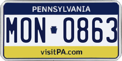 PA license plate MON0863