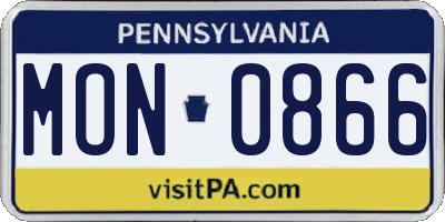 PA license plate MON0866