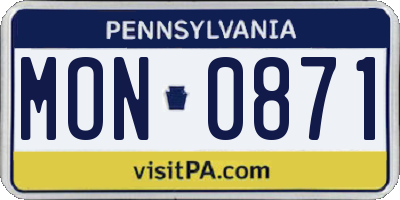PA license plate MON0871