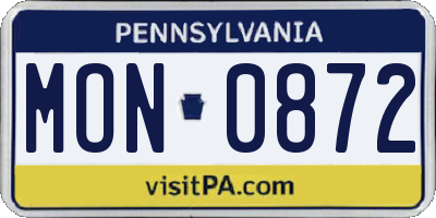 PA license plate MON0872