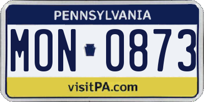 PA license plate MON0873