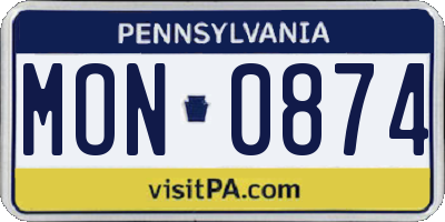PA license plate MON0874