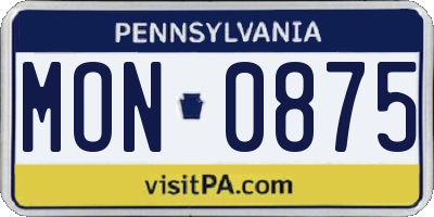 PA license plate MON0875