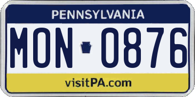 PA license plate MON0876