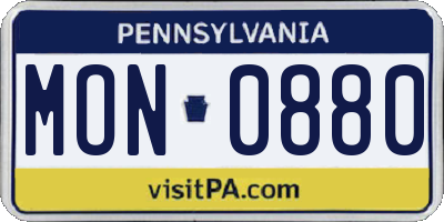 PA license plate MON0880