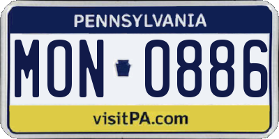 PA license plate MON0886