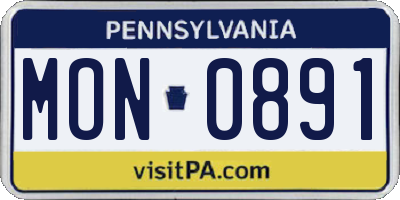 PA license plate MON0891