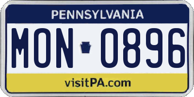 PA license plate MON0896