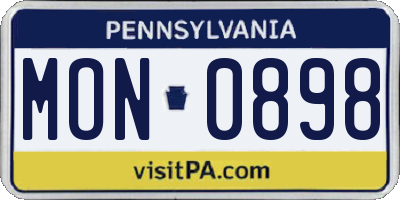 PA license plate MON0898