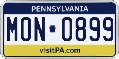 PA license plate MON0899