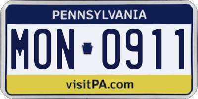 PA license plate MON0911