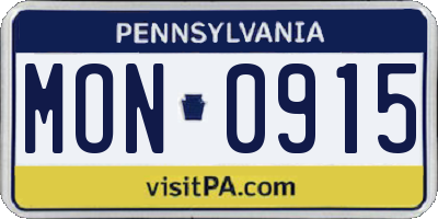 PA license plate MON0915