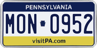 PA license plate MON0952