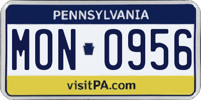PA license plate MON0956