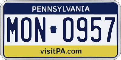 PA license plate MON0957