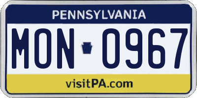 PA license plate MON0967
