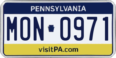 PA license plate MON0971