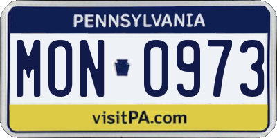 PA license plate MON0973