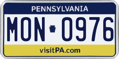 PA license plate MON0976
